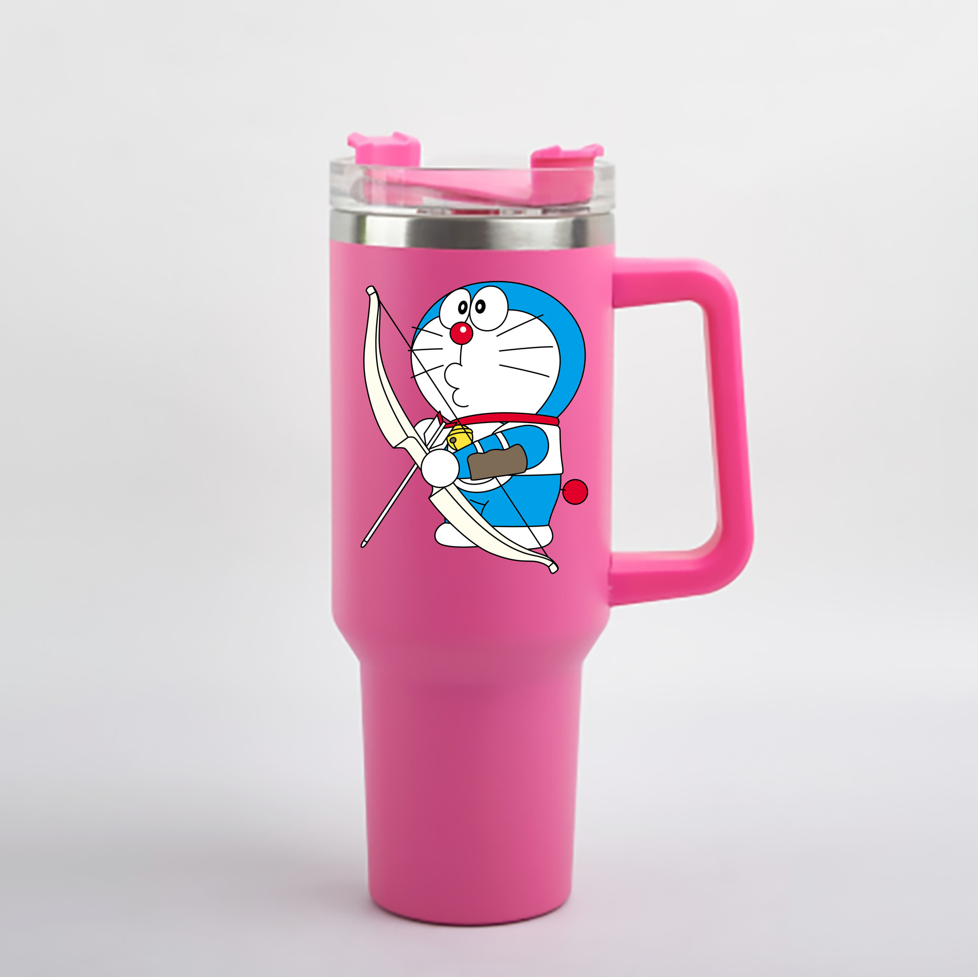 （画像用） ドラえもん Doraemon 1200mL車用タンブラー - クリスタルステッカー（プラスチックストロー付き）